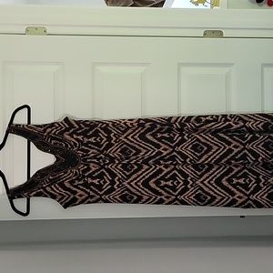 Long geometric beaded front dress